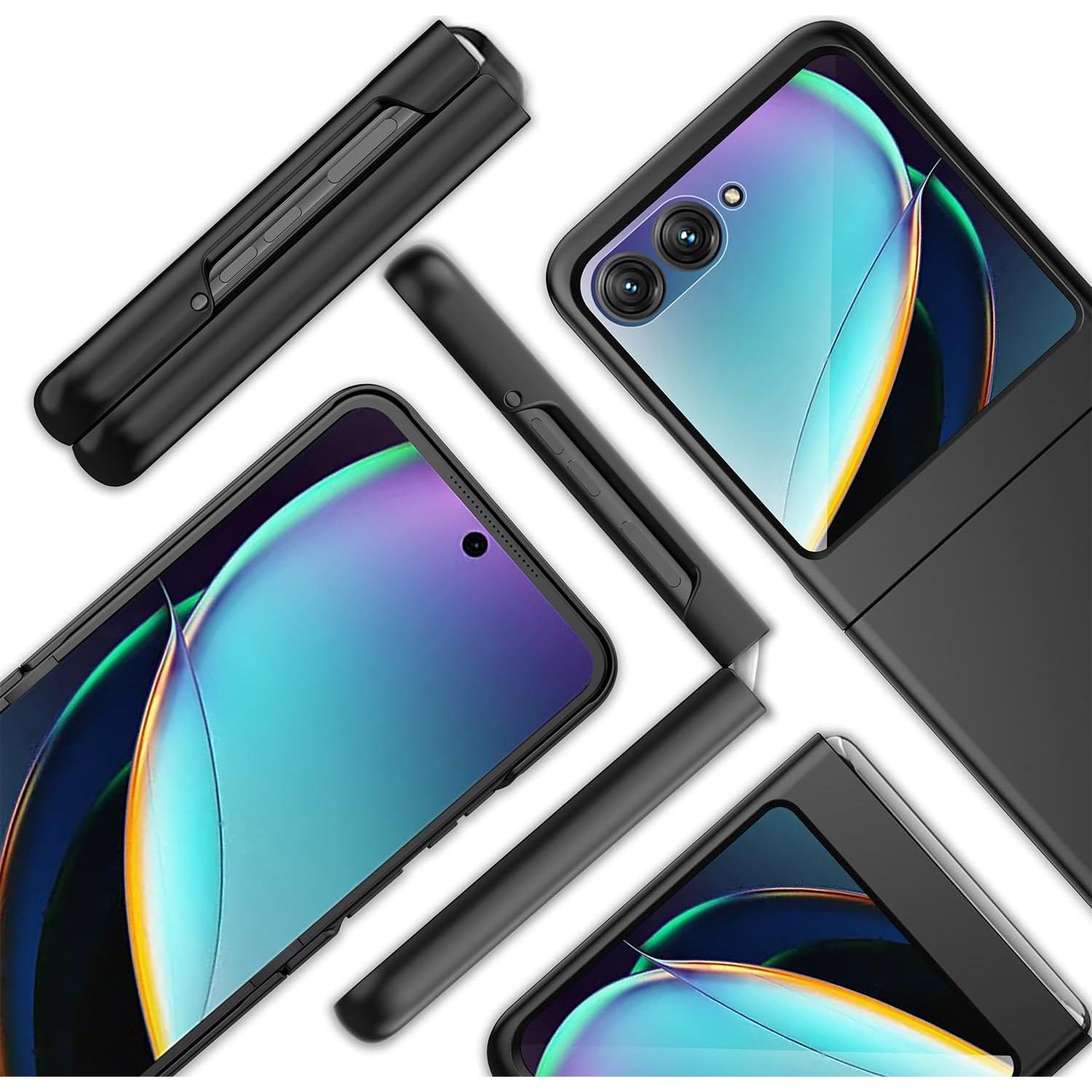 Funda para Motorola Moto Razr 2024 con protector de pantalla negro