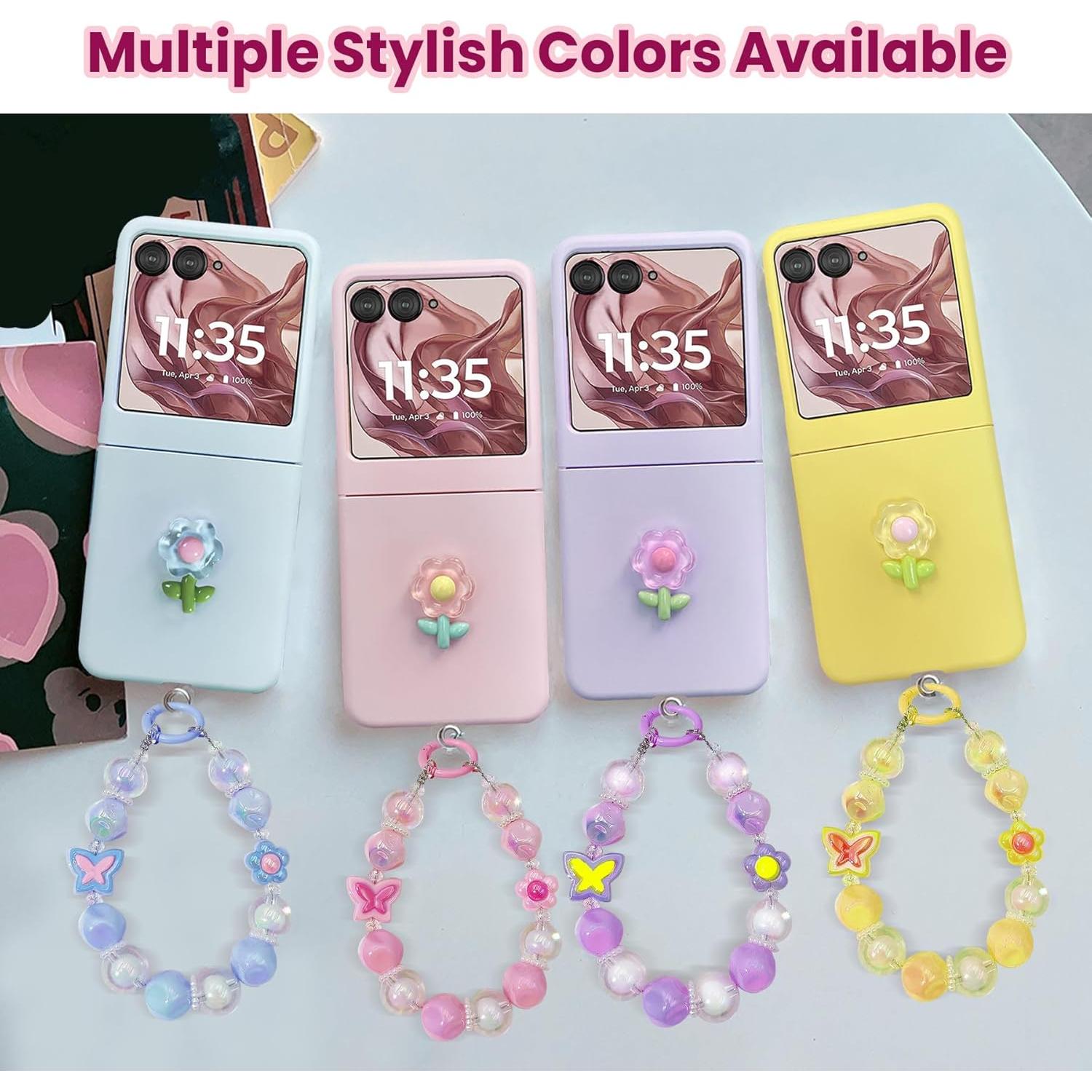 Funda Motorola Razr 2025/2024 con Correa - Diseño Floral Azul