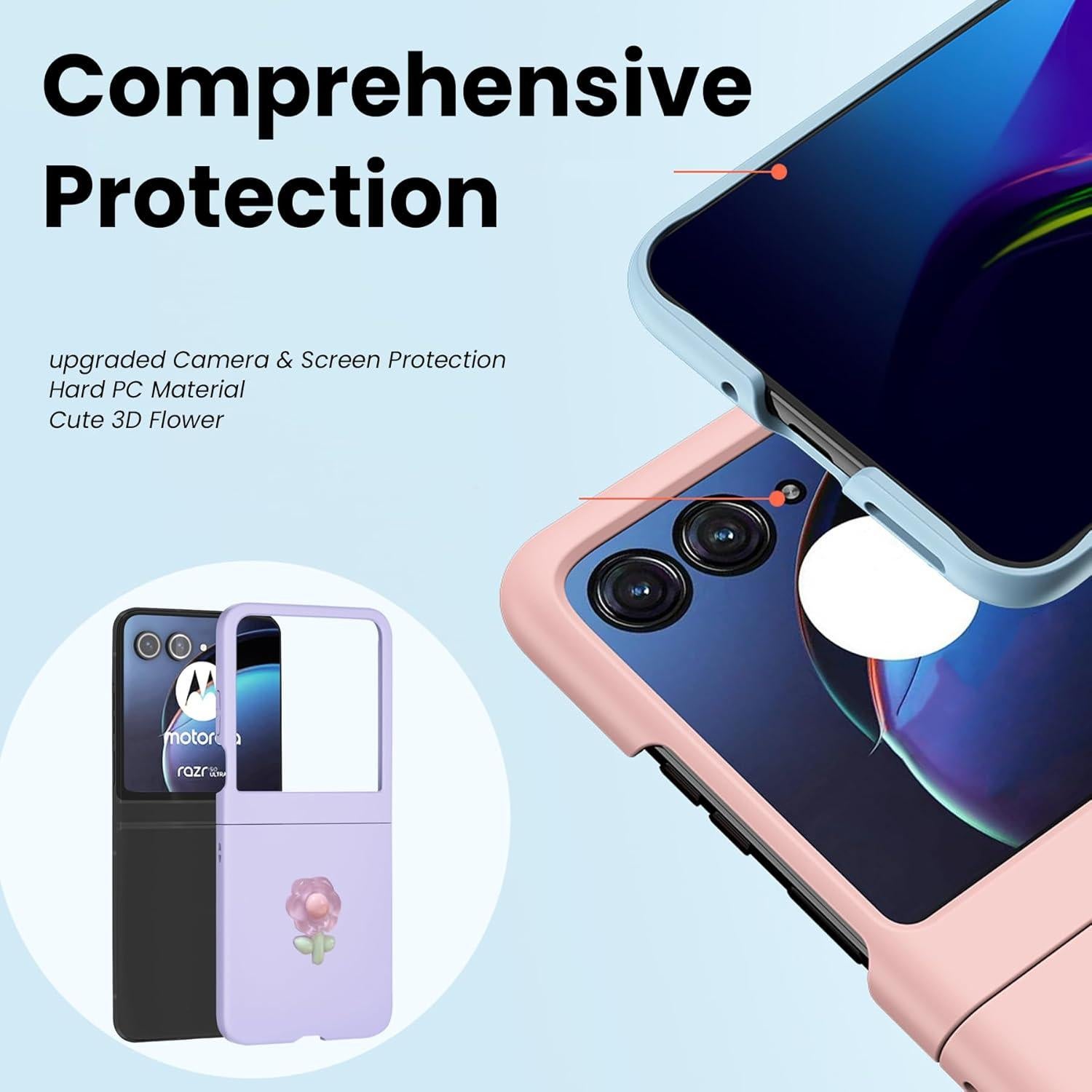 Funda Motorola Razr 2025/2024 con Correa - Diseño Floral Azul