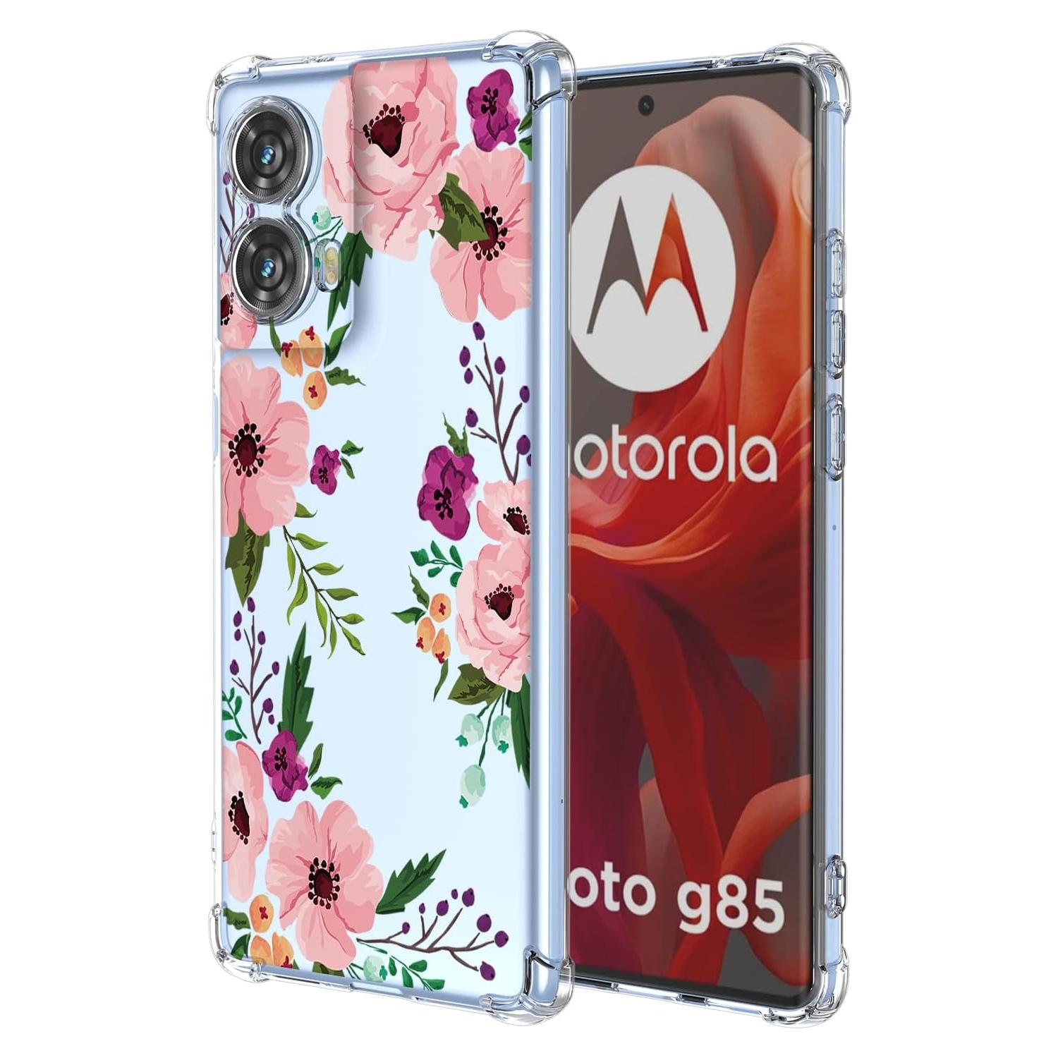 Funda Floral para Moto G85 5G - TPU Transparente y Suave