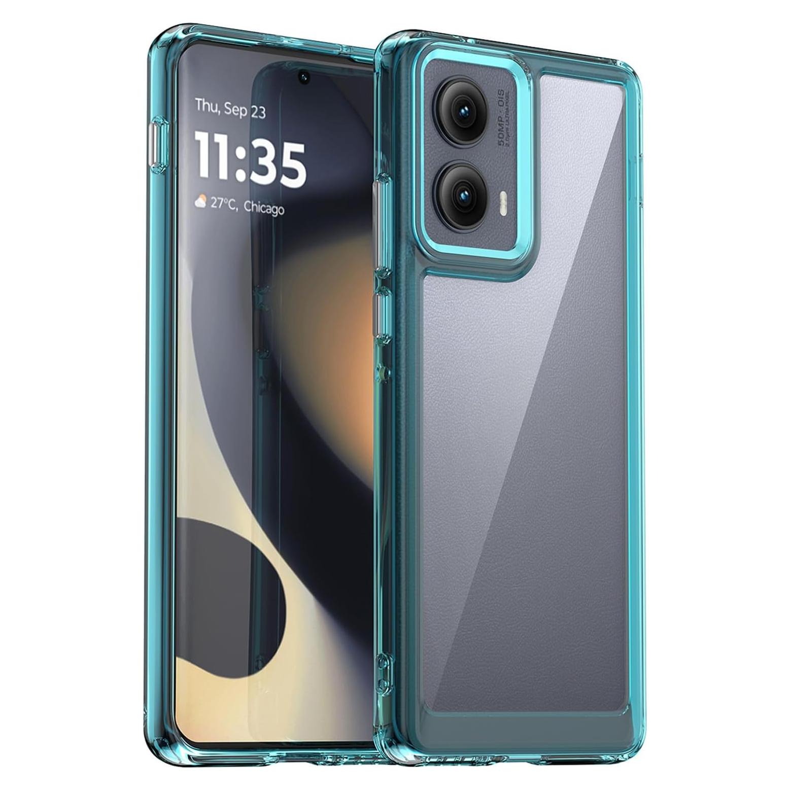 Funda Protectora Guarishel para Motorola Edge 2024 - Transparente-Azul