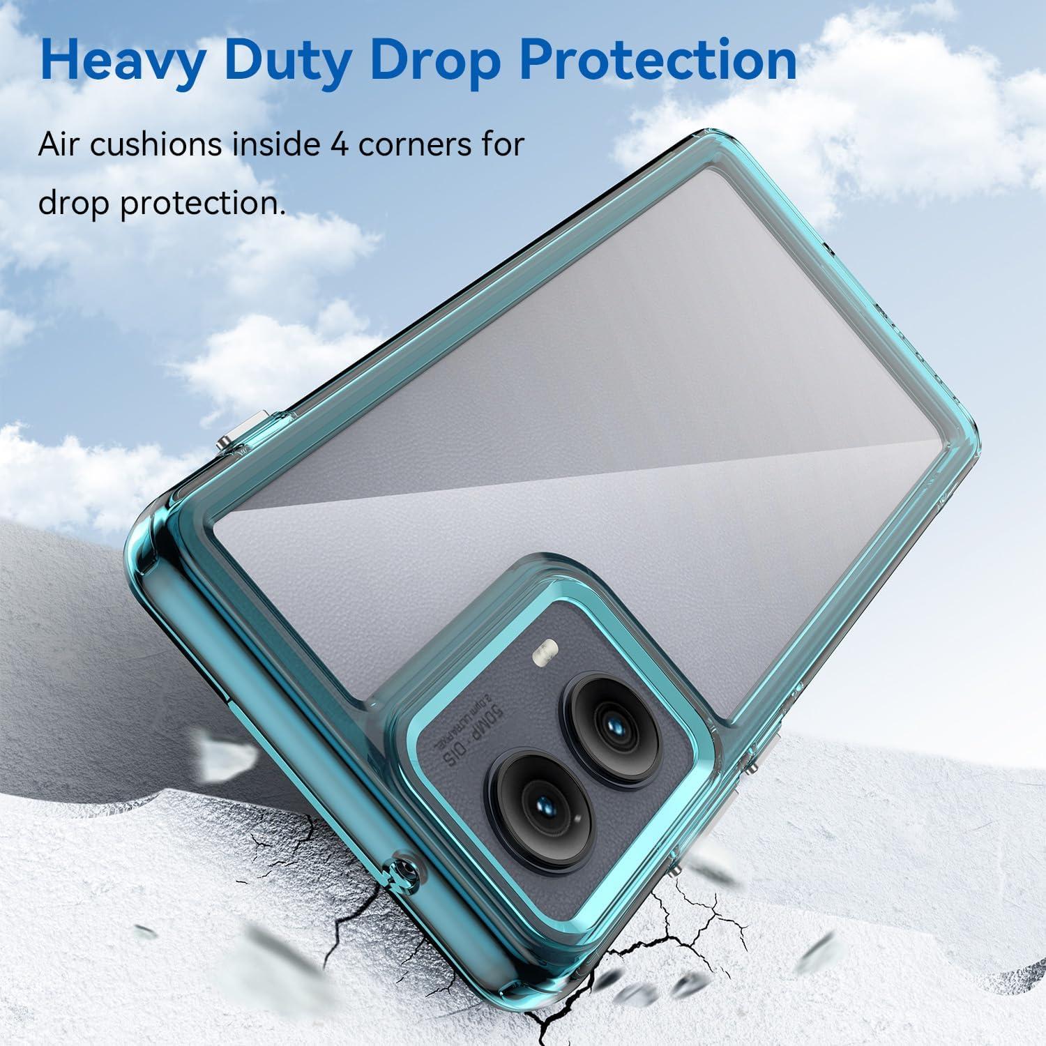 Funda Protectora Guarishel para Motorola Edge 2024 - Transparente-Azul