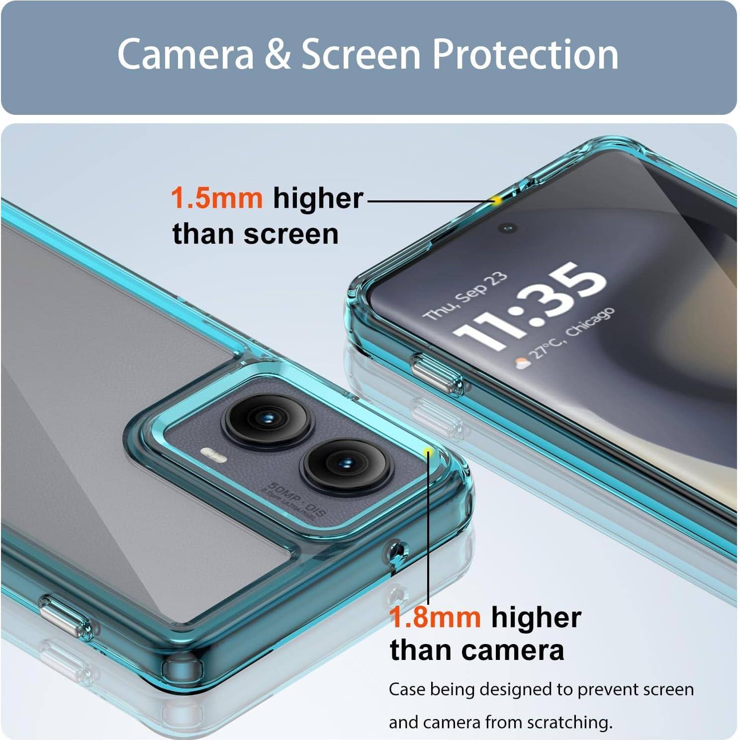 Funda Protectora Guarishel para Motorola Edge 2024 - Transparente-Azul