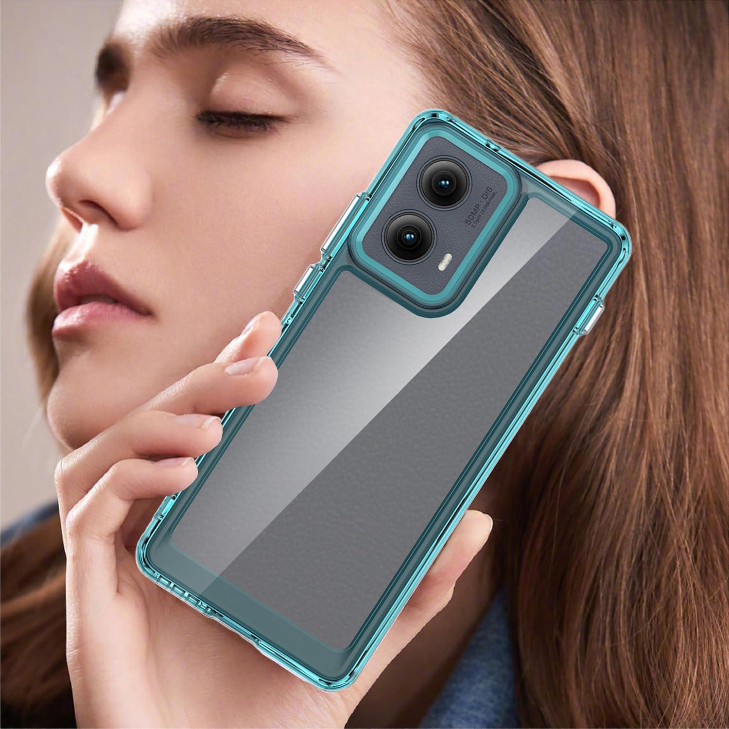 Funda Protectora Guarishel para Motorola Edge 2024 - Transparente-Azul