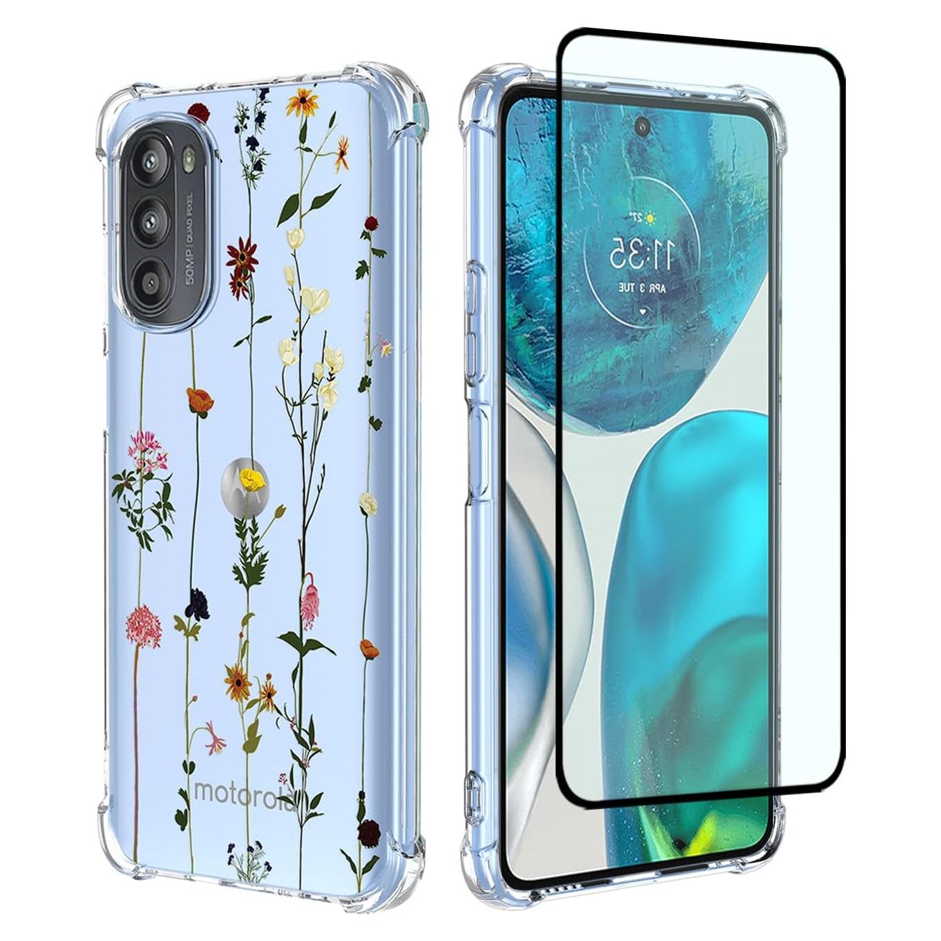 Funda Transparente Jardín Floral para Moto G52 4G/G82 5G/G71S 5G