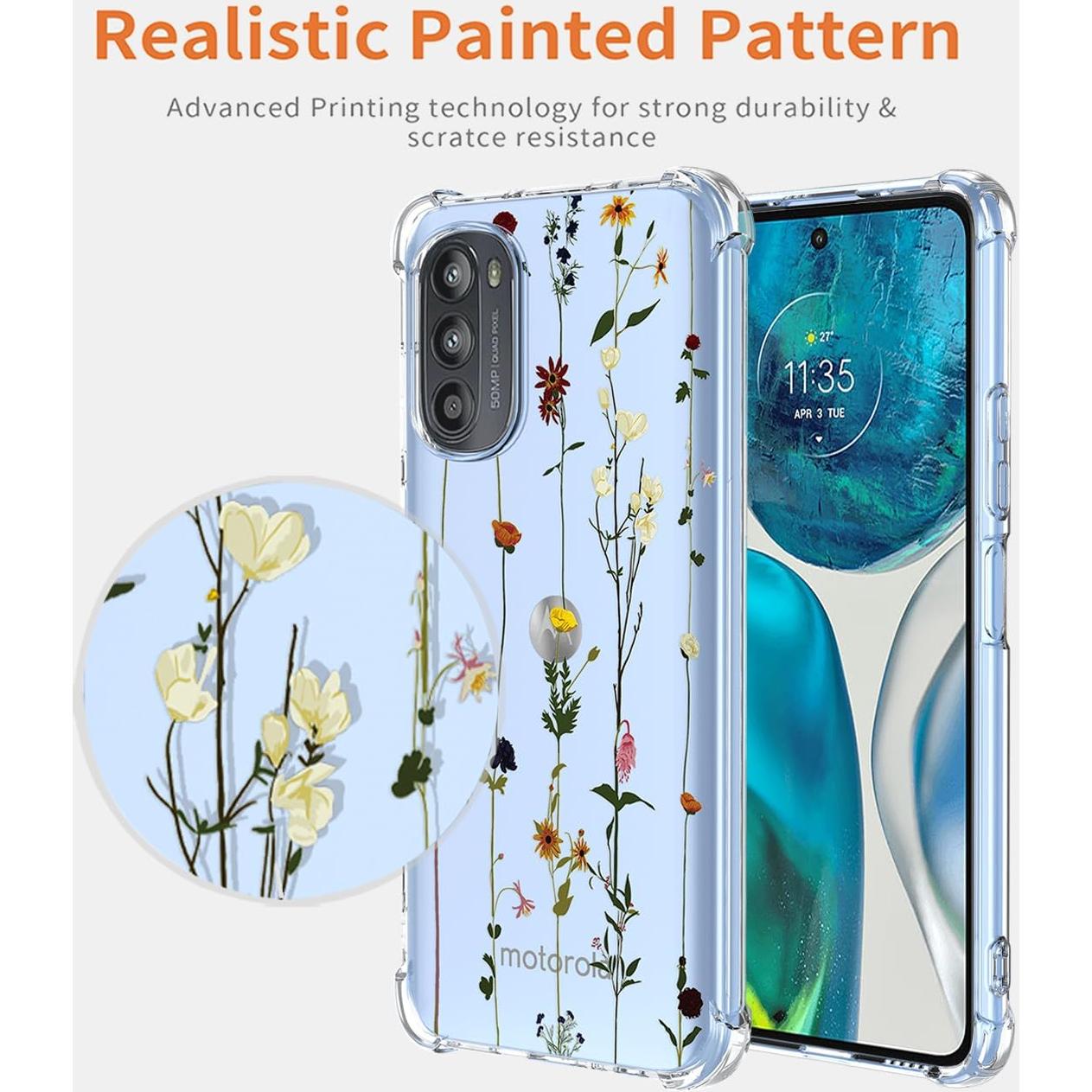 Funda Transparente Jardín Floral para Moto G52 4G/G82 5G/G71S 5G