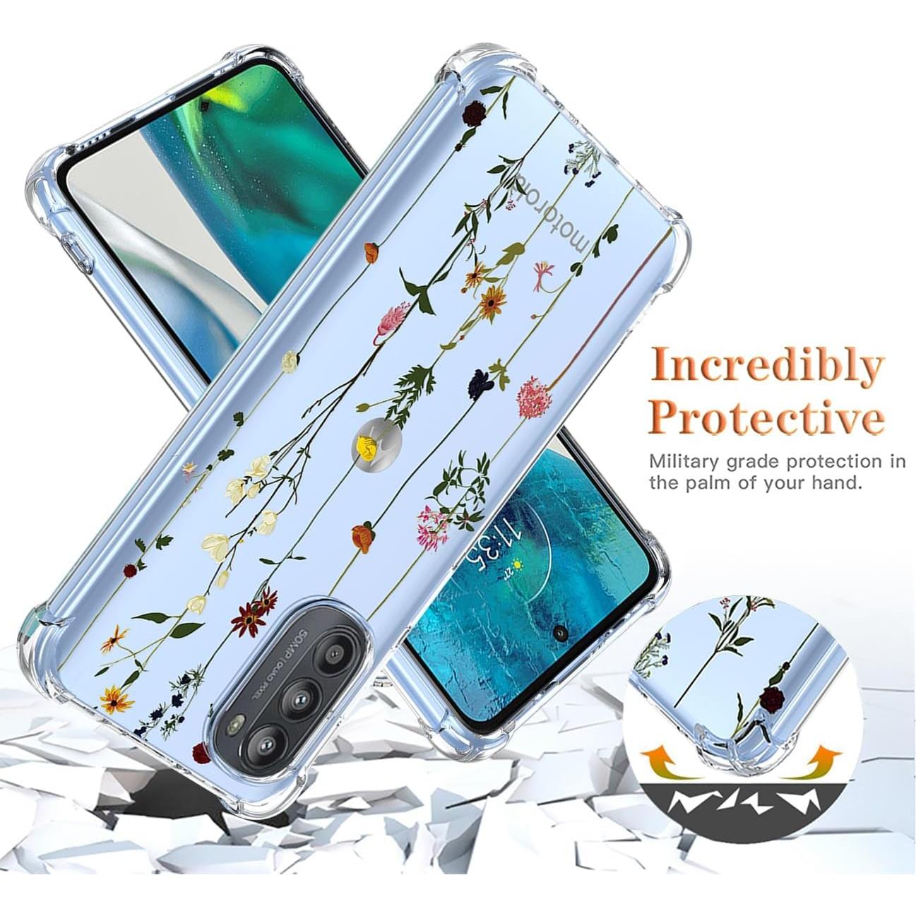 Funda Transparente Jardín Floral para Moto G52 4G/G82 5G/G71S 5G