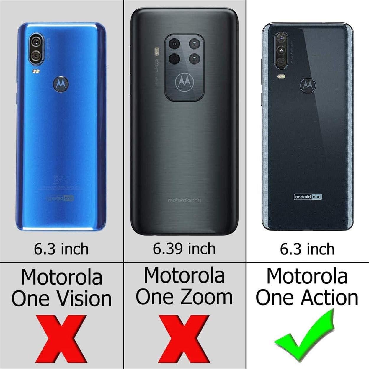 Funda iCoverCase Plegable para Motorola One Action - Cuero PU Azul Marino