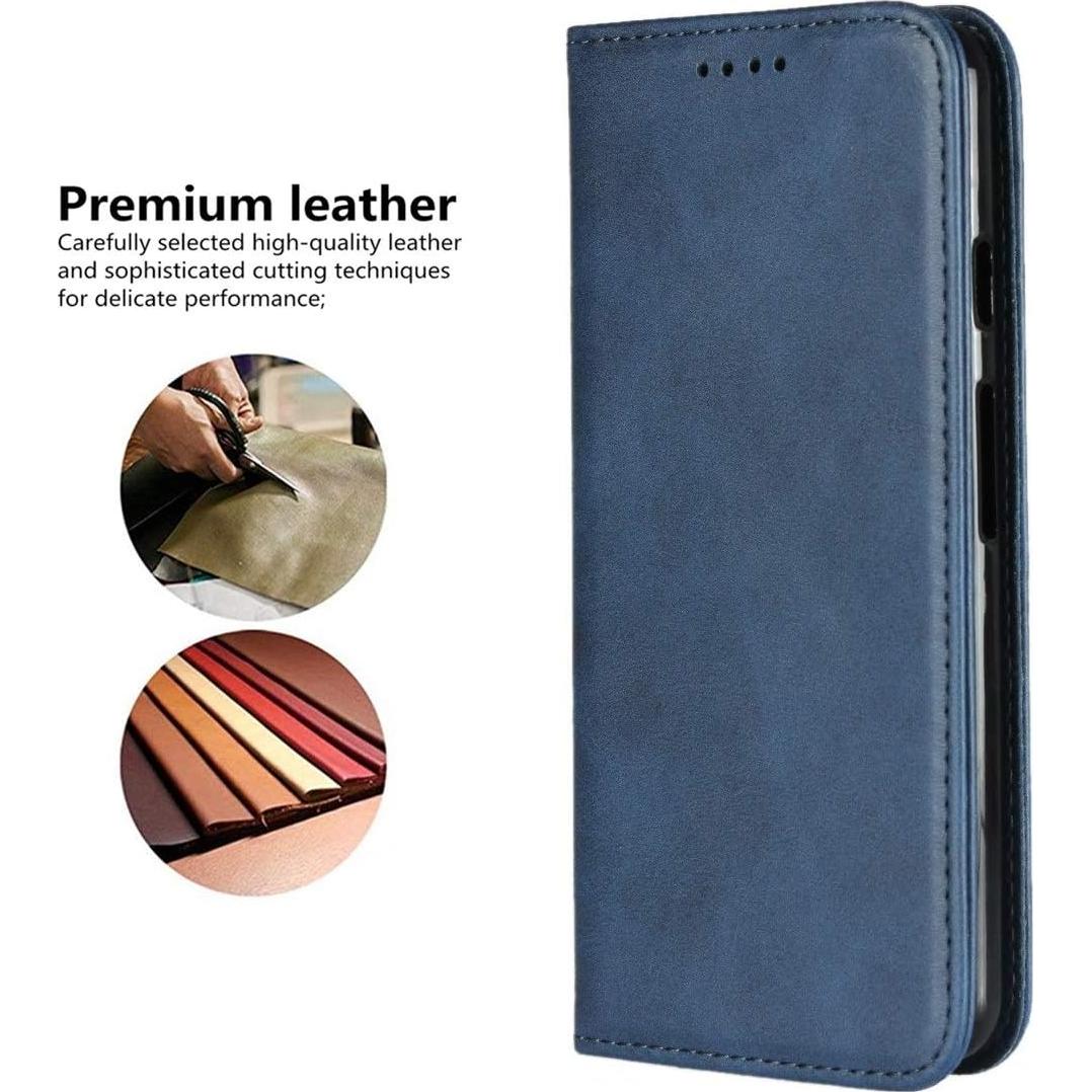 Funda iCoverCase Plegable para Motorola One Action - Cuero PU Azul Marino