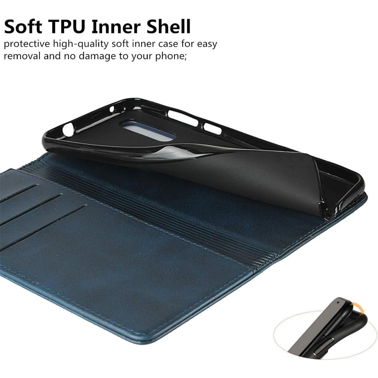 Funda iCoverCase Plegable para Motorola One Action - Cuero PU Azul Marino