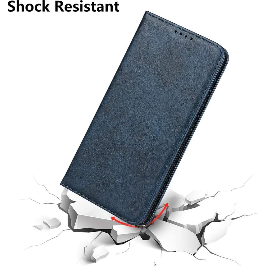 Funda iCoverCase Plegable para Motorola One Action - Cuero PU Azul Marino