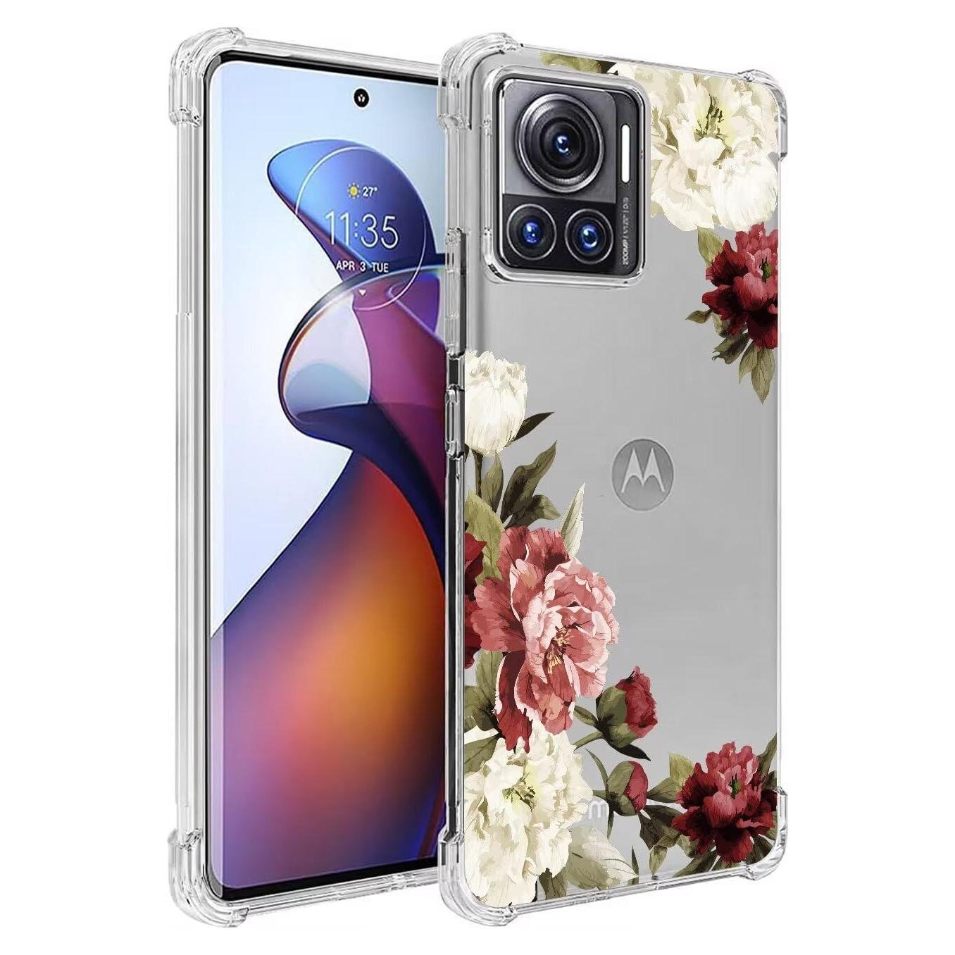 Funda TPU Transparente Floral para Moto X30 Pro/Edge 30 Ultra