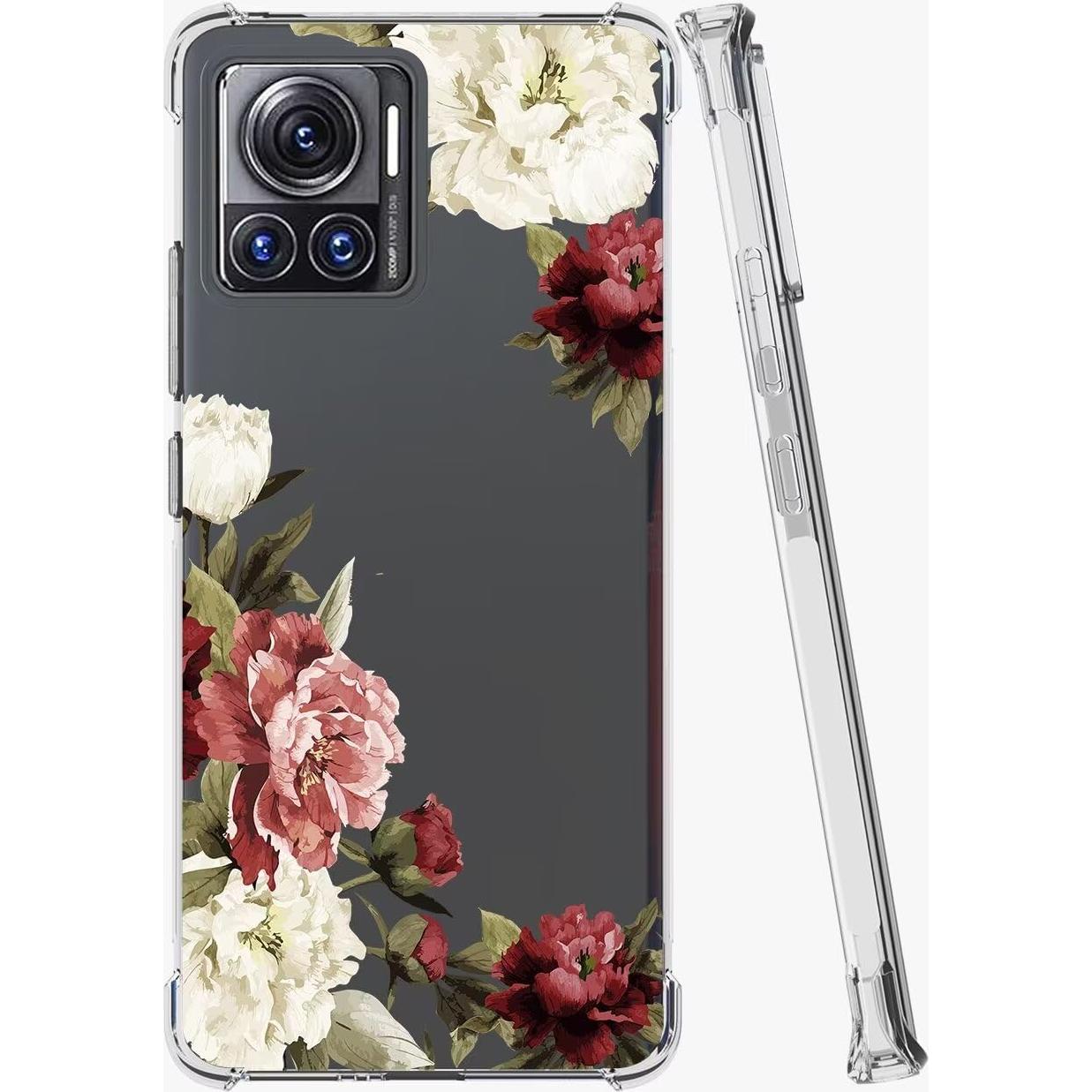 Funda TPU Transparente Floral para Moto X30 Pro/Edge 30 Ultra