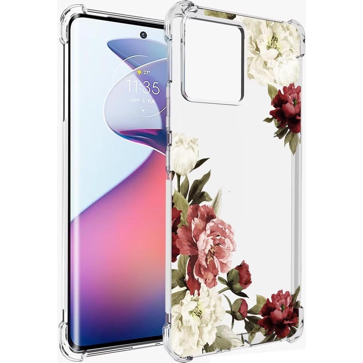 Funda TPU Transparente Floral para Moto X30 Pro/Edge 30 Ultra