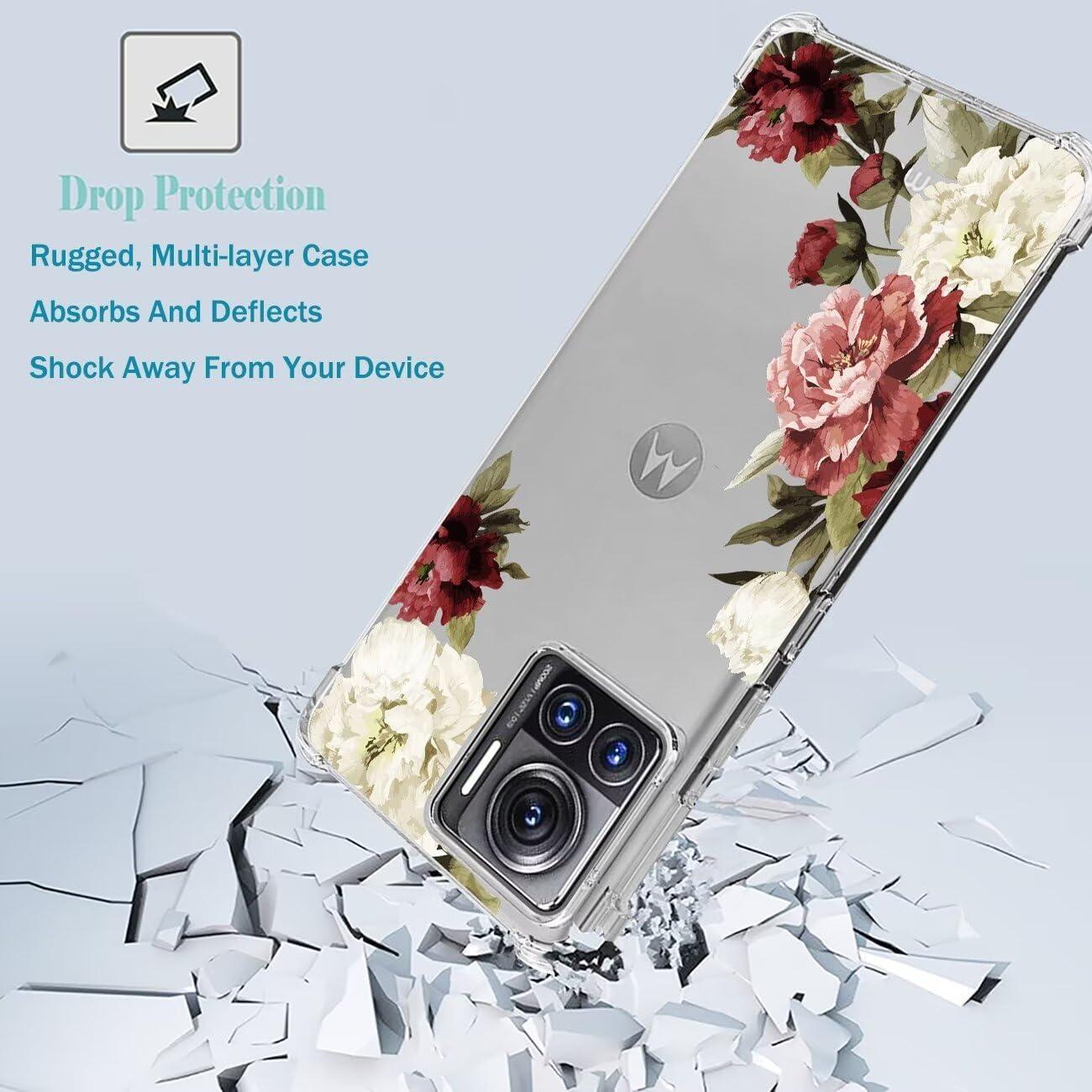 Funda TPU Transparente Floral para Moto X30 Pro/Edge 30 Ultra