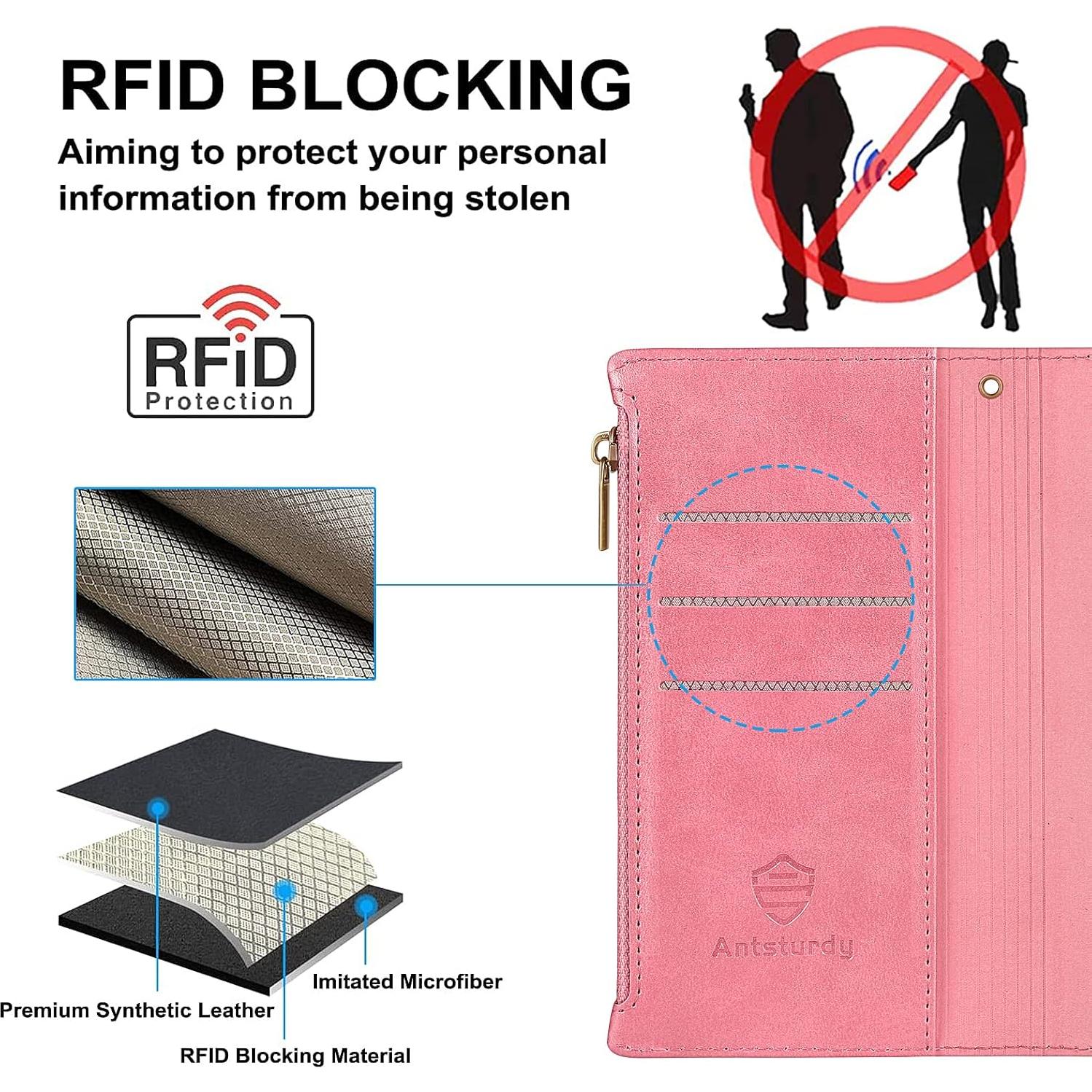 Funda Antsturdy para Motorola Moto G Stylus 2020 Oro Rosa con Soporte y Bloqueo RFID