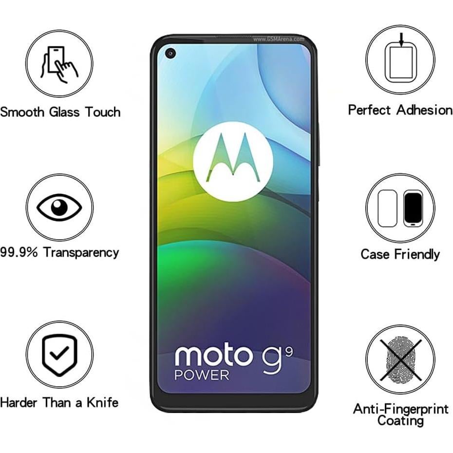 Protector de Pantalla Vidrio Templado HYGAMOCC para Moto G9 Power - 2 Pcs