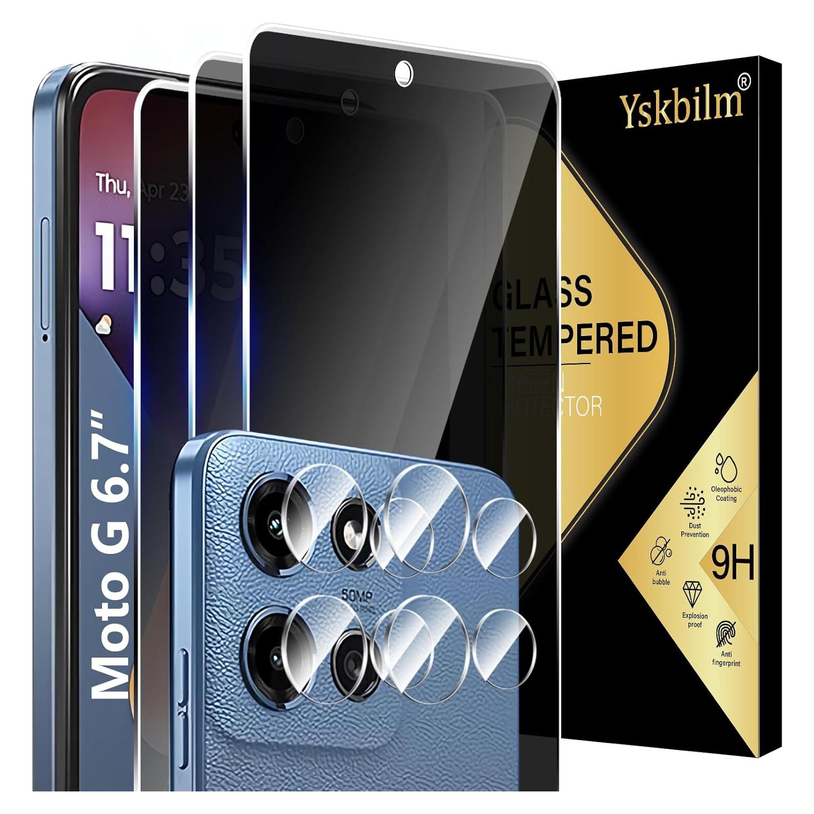 Protector de Pantalla Privado y Lente para Moto G 5G 2025 - 3 Pzas