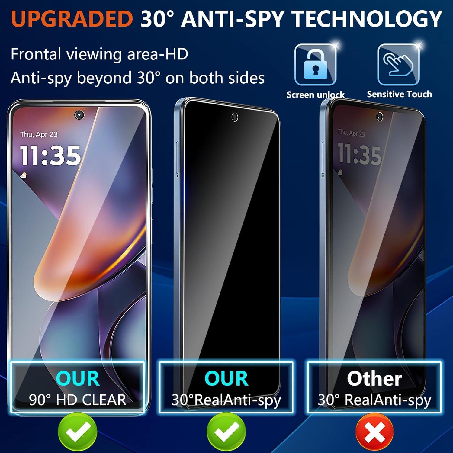 Protector de Pantalla Privado y Lente para Moto G 5G 2025 - 3 Pzas