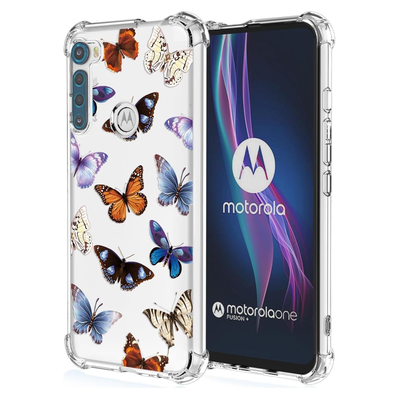 Funda TPU Moto One Fusion Plus - Flores y Mariposas Coloridas