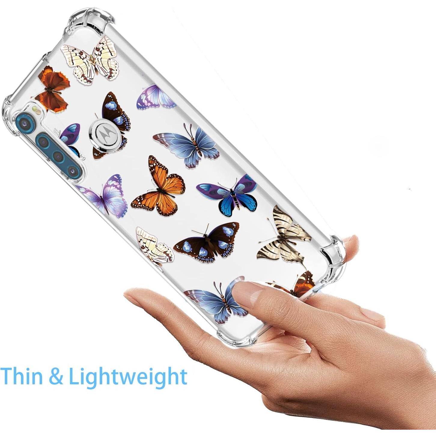 Funda TPU Moto One Fusion Plus - Flores y Mariposas Coloridas