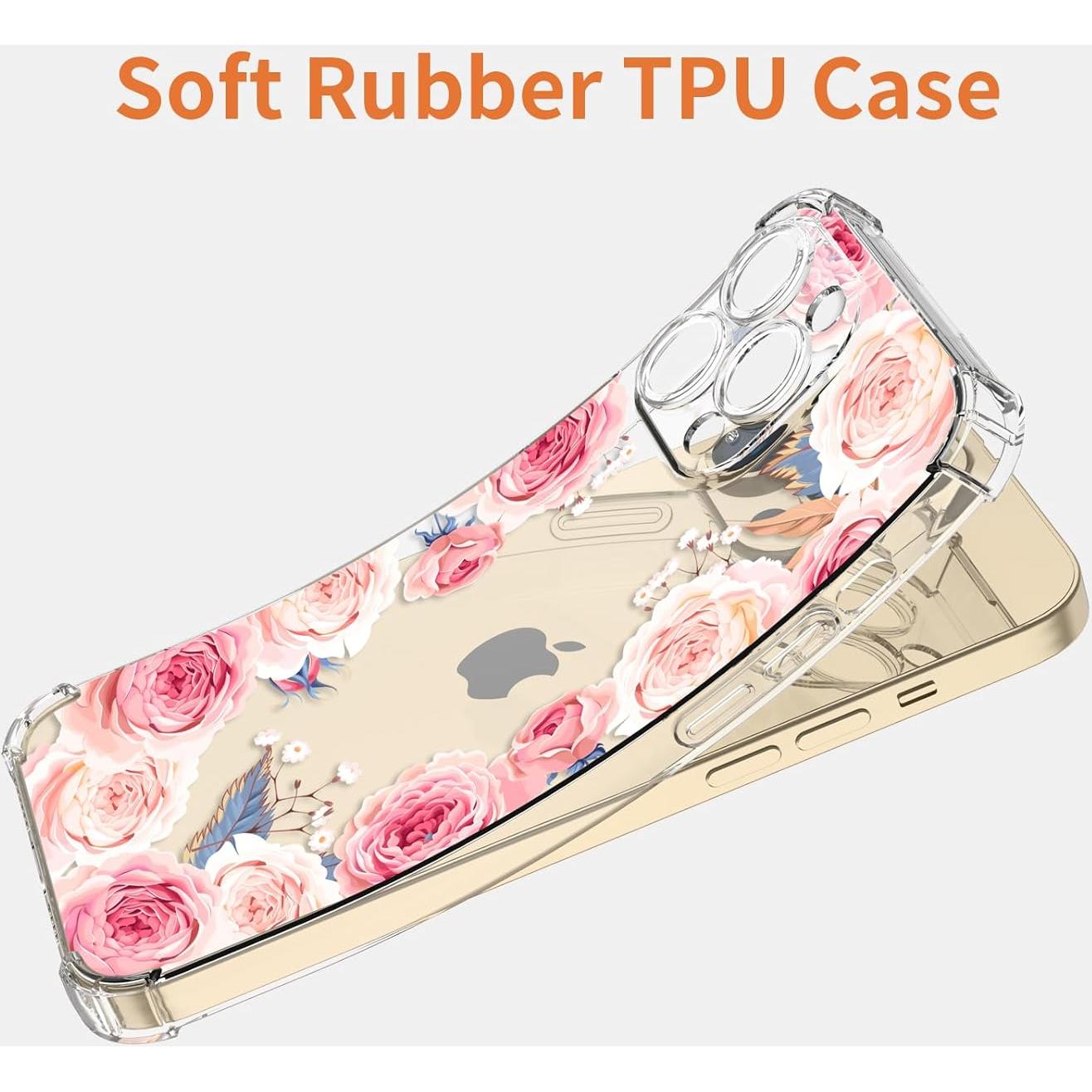 Funda TPU Floral Rosa para Nokia C32 4G - Protección Antichoque