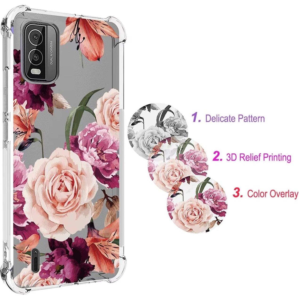 Funda Protectora TPU para Nokia C210 Floral Púrpura 6.3"