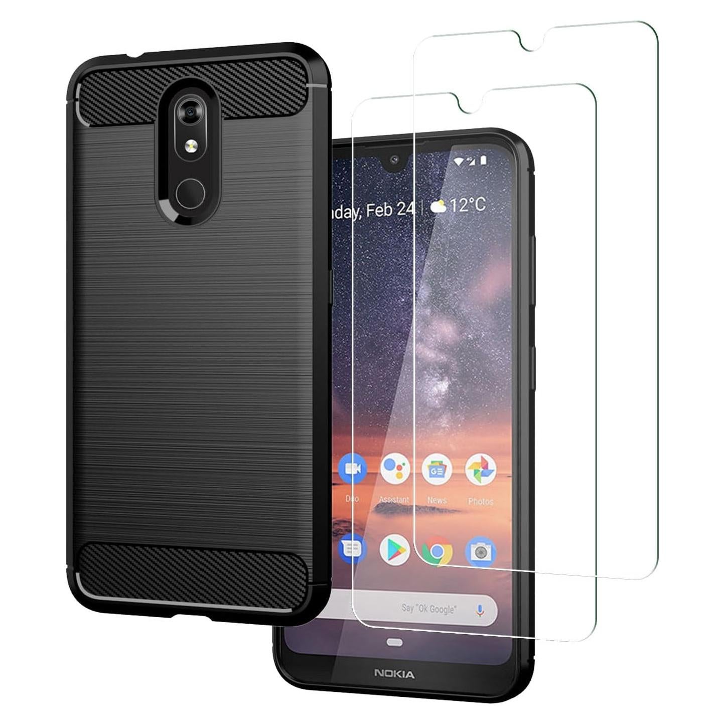 Funda TPU Negra para Nokia 3V/3.2 + 2 Protectores de Pantalla