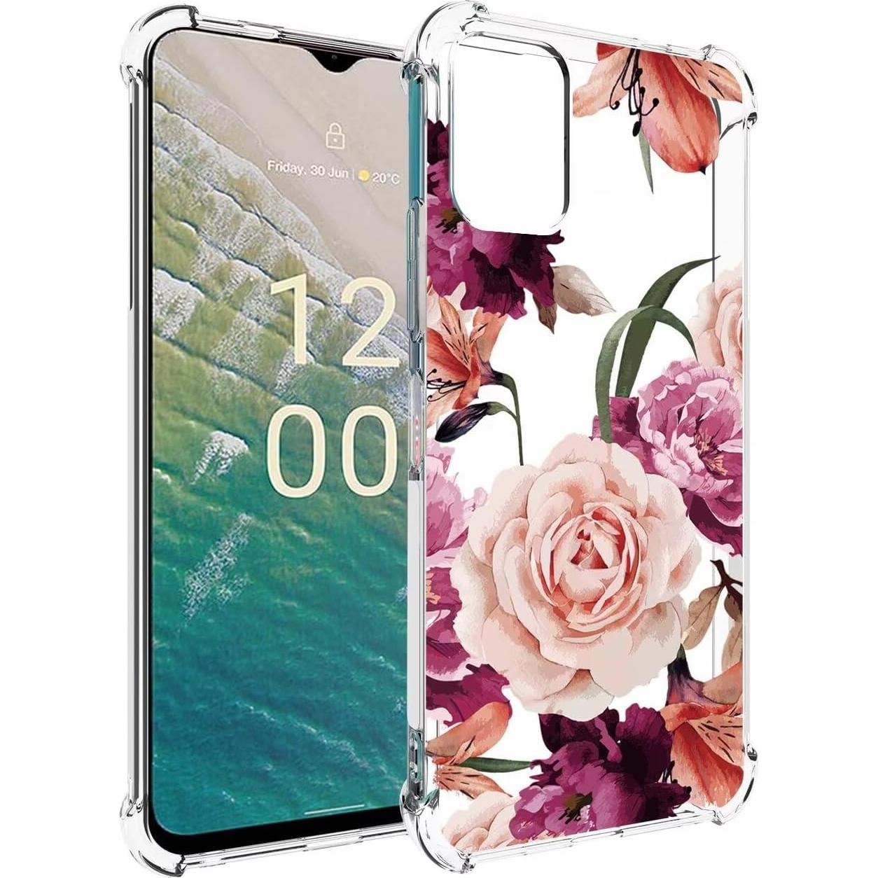 Funda protectora TPU Nokia C32 - Floral Púrpura delgada