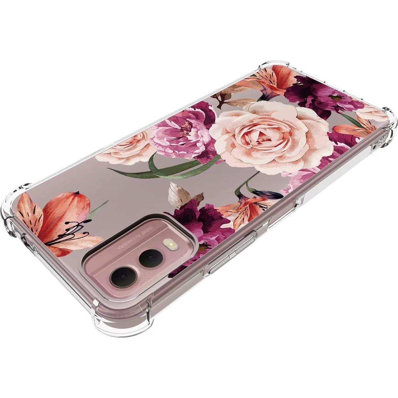 Funda protectora TPU Nokia C32 - Floral Púrpura delgada
