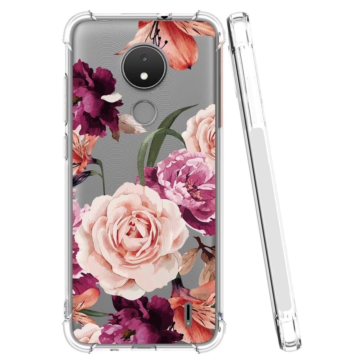 Funda protectora TPU para Nokia C21/C20/C10 - Floral Púrpura