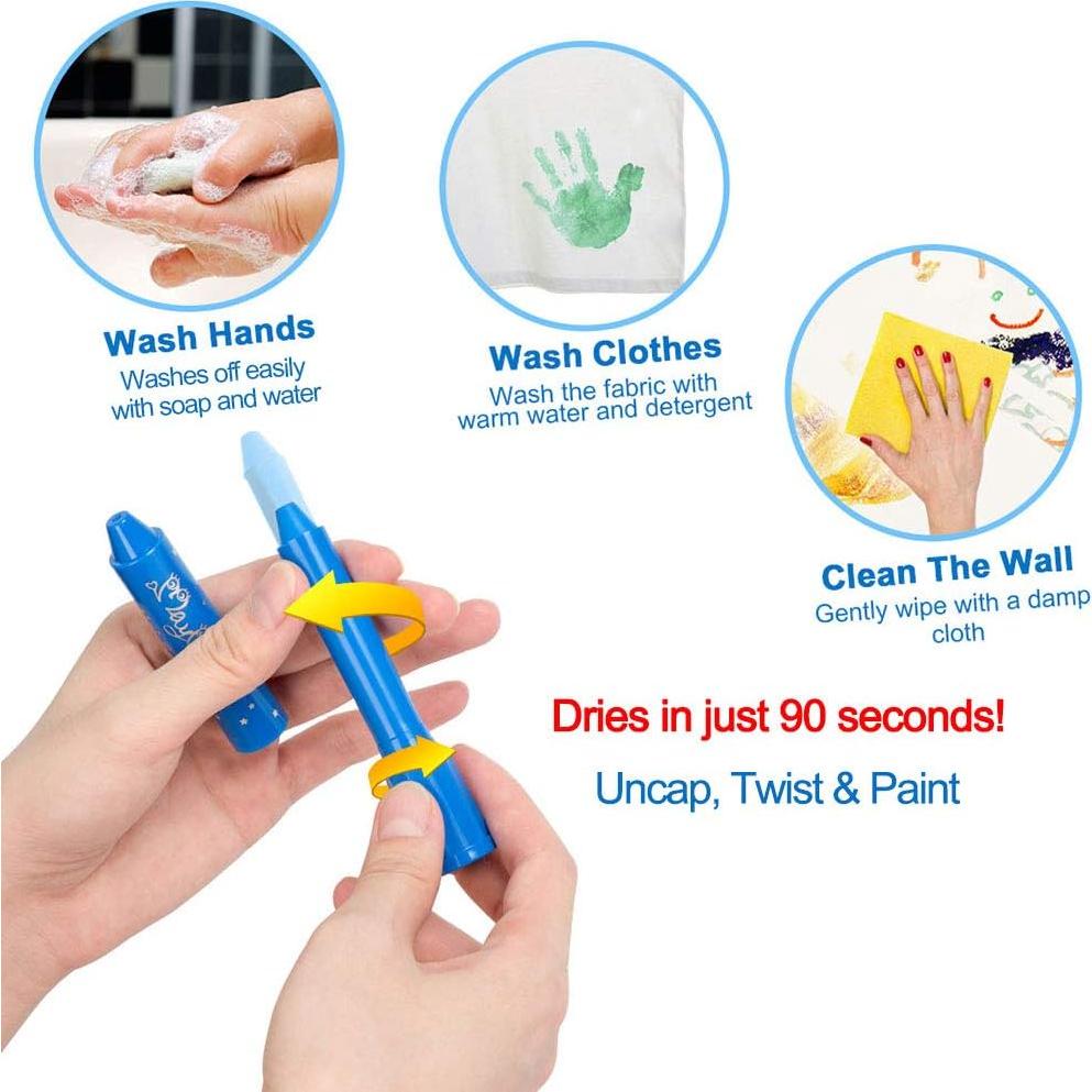 Barras de Pintura Tempera MayMoi 12 Colores Lavables No Tóxicas