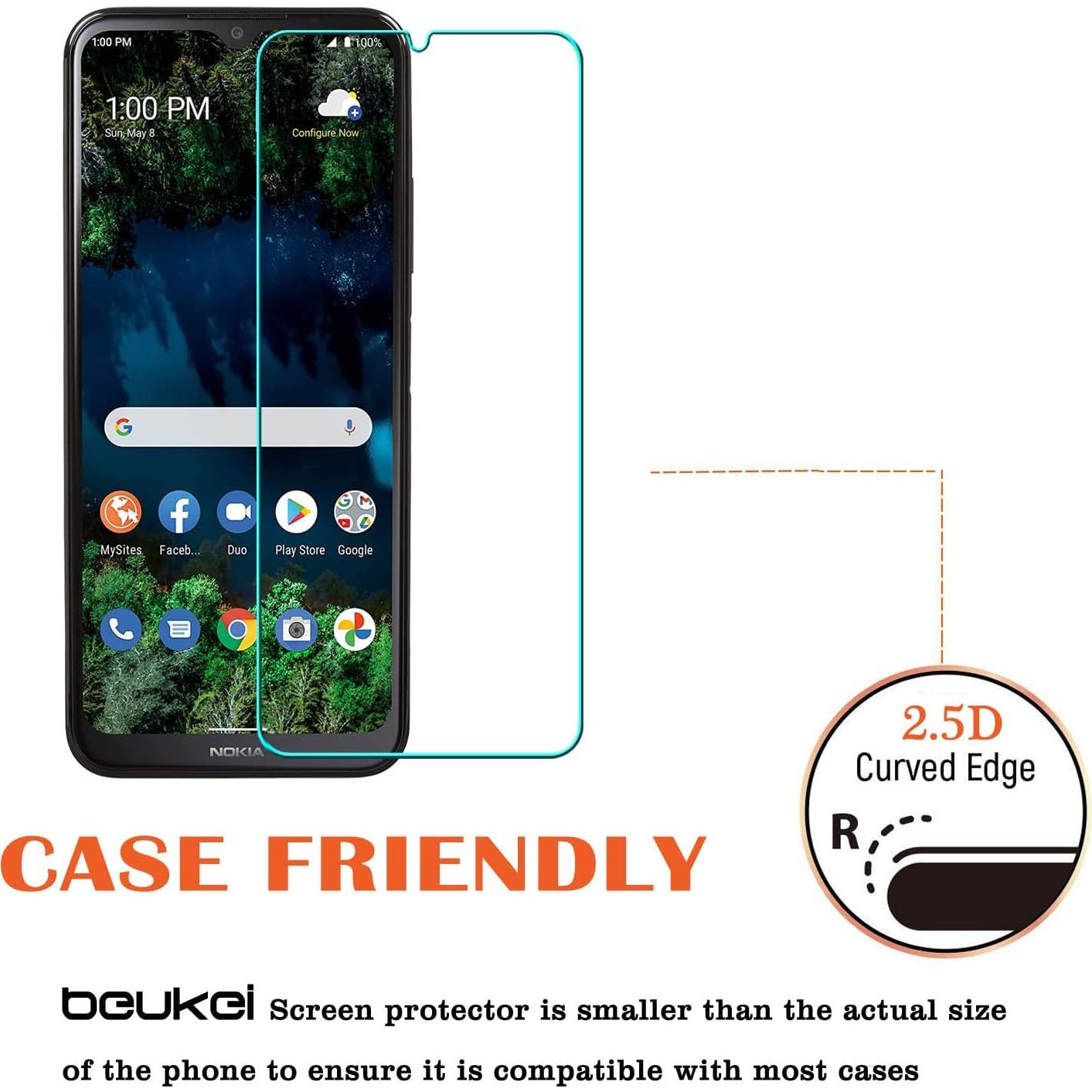 Protector de Pantalla Vidrio Templado Beukei para Nokia 1.4 y G100 - 3 Piezas