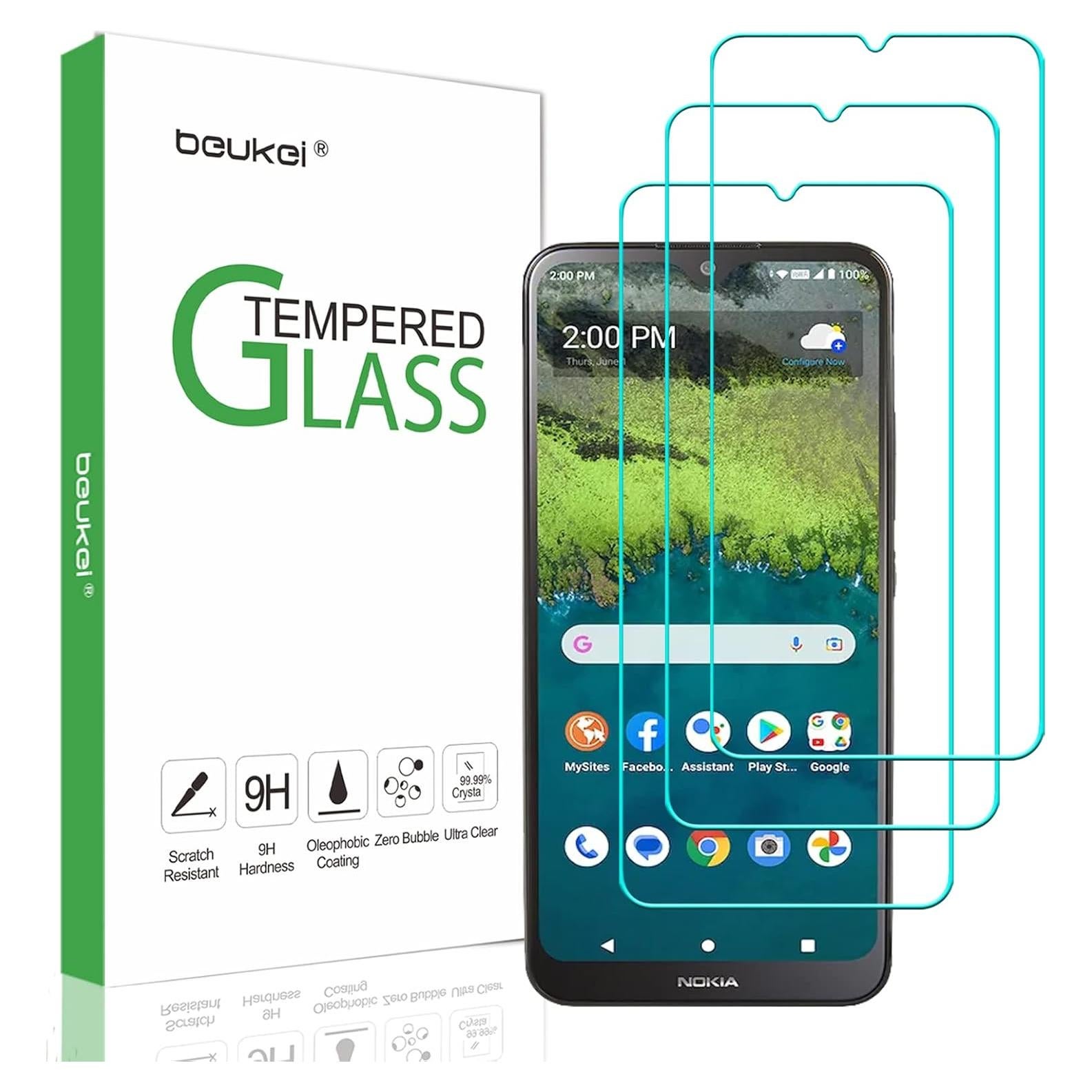 Protector de Pantalla Vidrio Templado Beukei para Nokia C110 - 3 Pack