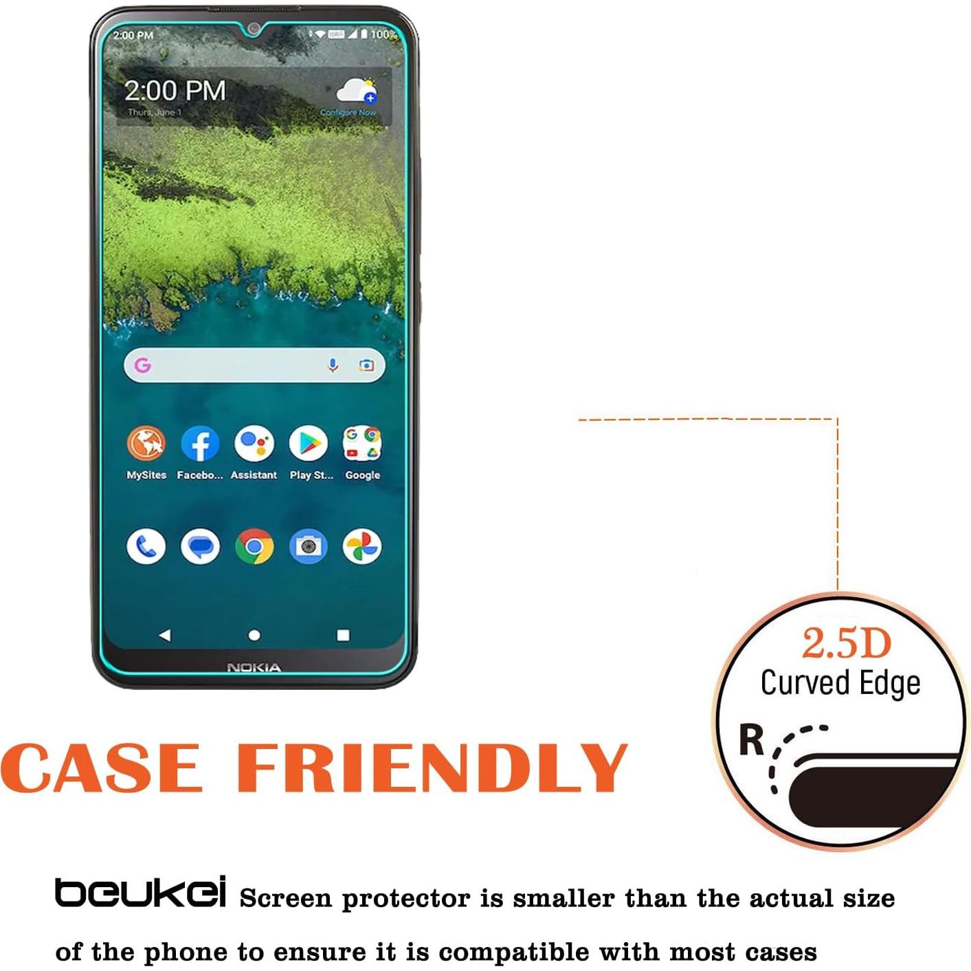 Protector de Pantalla Vidrio Templado Beukei para Nokia C110 - 3 Pack