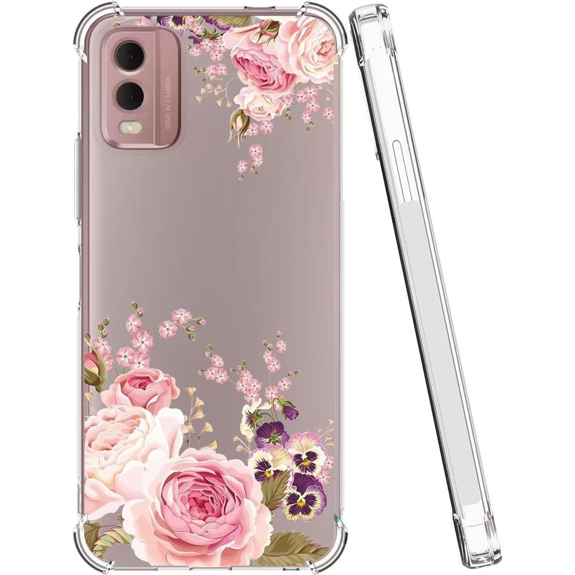 Funda TPU Rosa Floral para Nokia C32 6.5" - Protección Premium