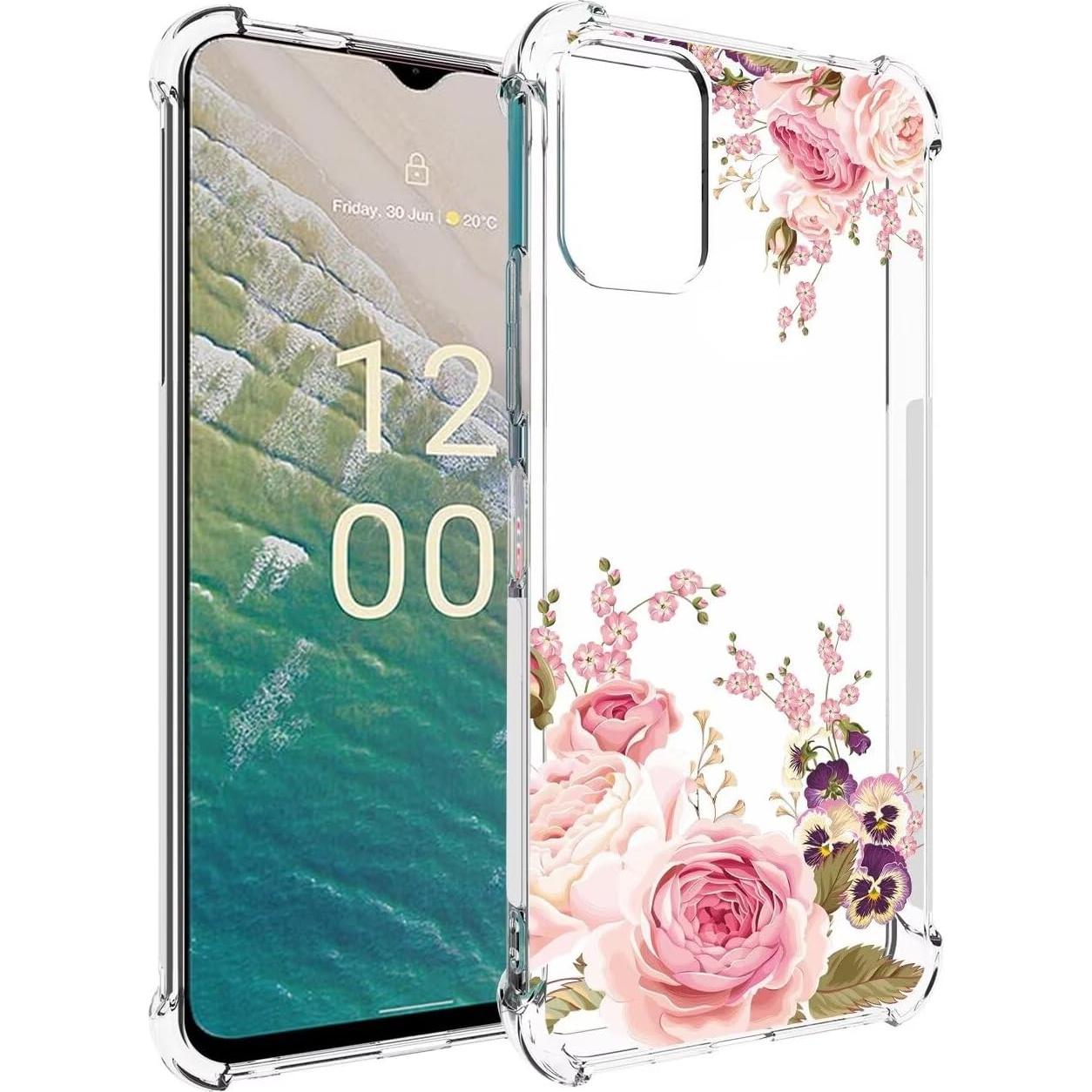 Funda TPU Rosa Floral para Nokia C32 6.5" - Protección Premium