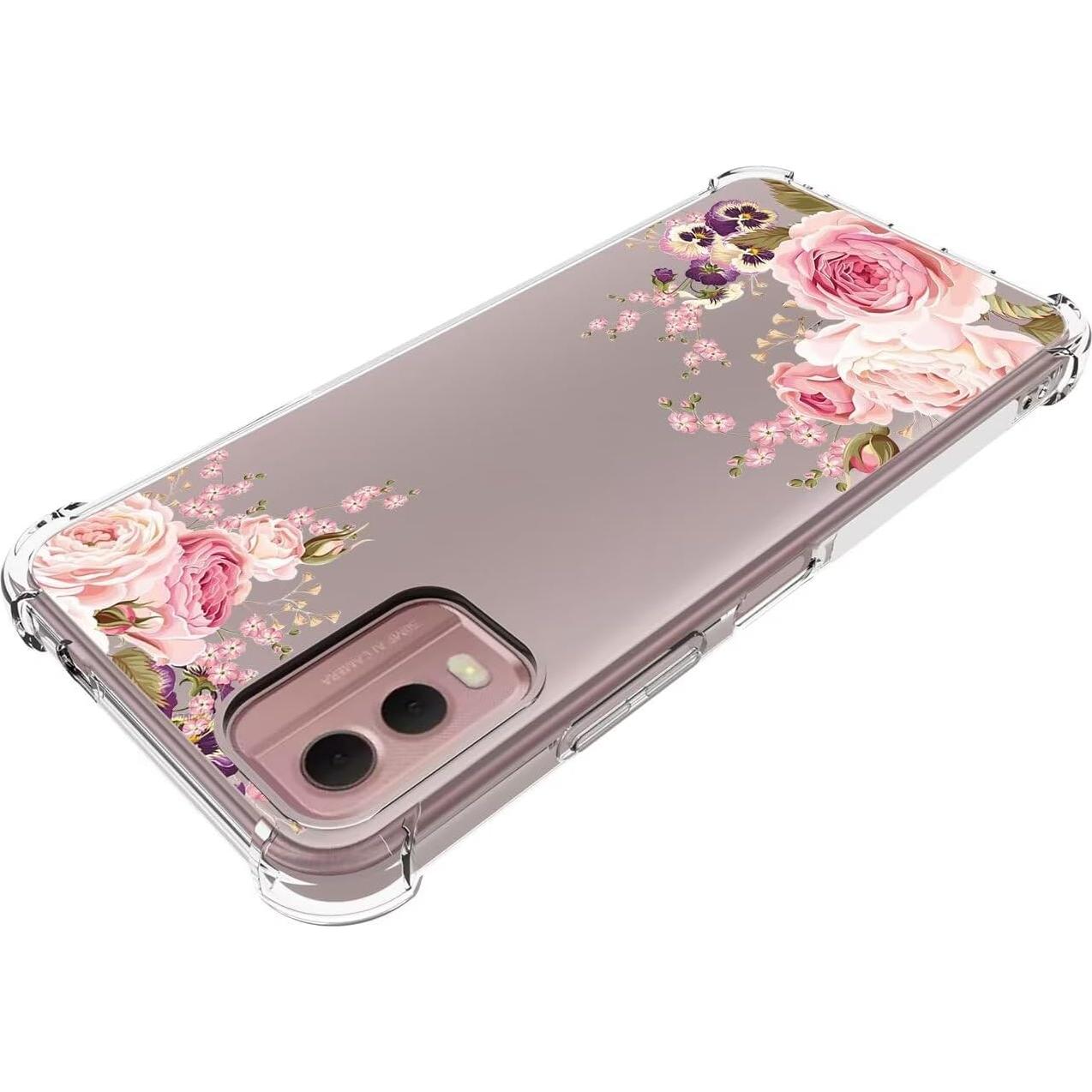 Funda TPU Rosa Floral para Nokia C32 6.5" - Protección Premium