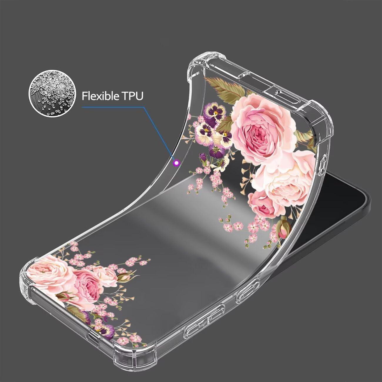 Funda TPU Rosa Floral para Nokia C32 6.5" - Protección Premium