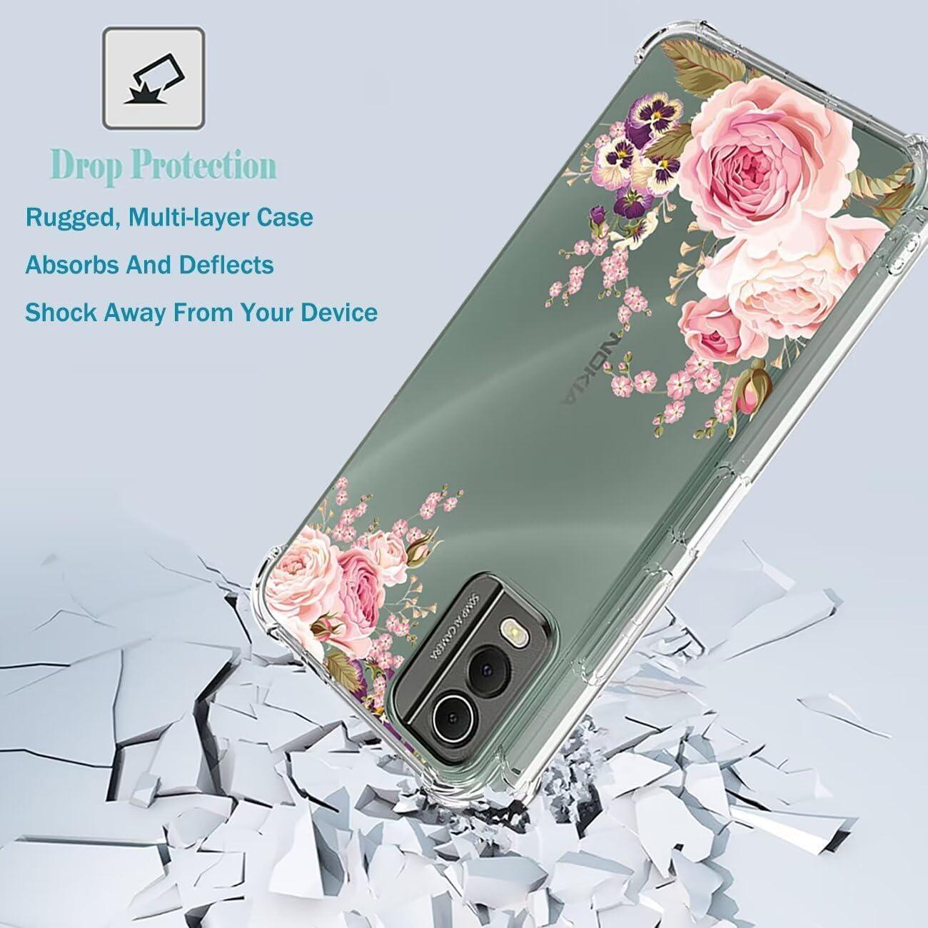 Funda TPU Rosa Floral para Nokia C32 6.5" - Protección Premium