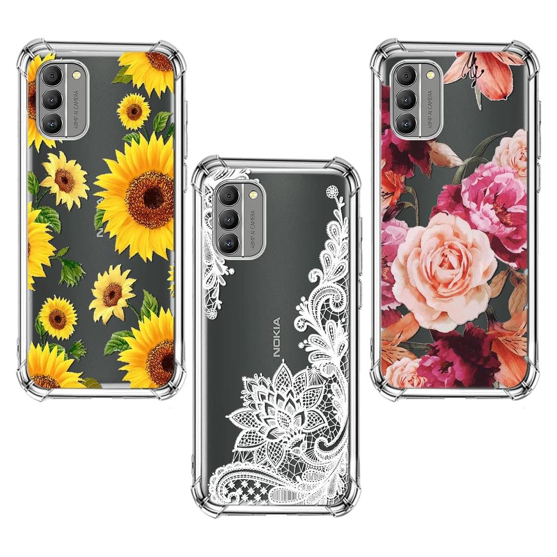 Paquete de 3 Fundas TPU para Nokia G400 - Protección Floral