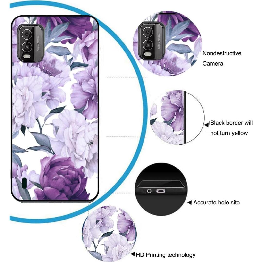Funda TPU Flexible con Pintura Flores + 2 Protectores Cristal Nokia C210