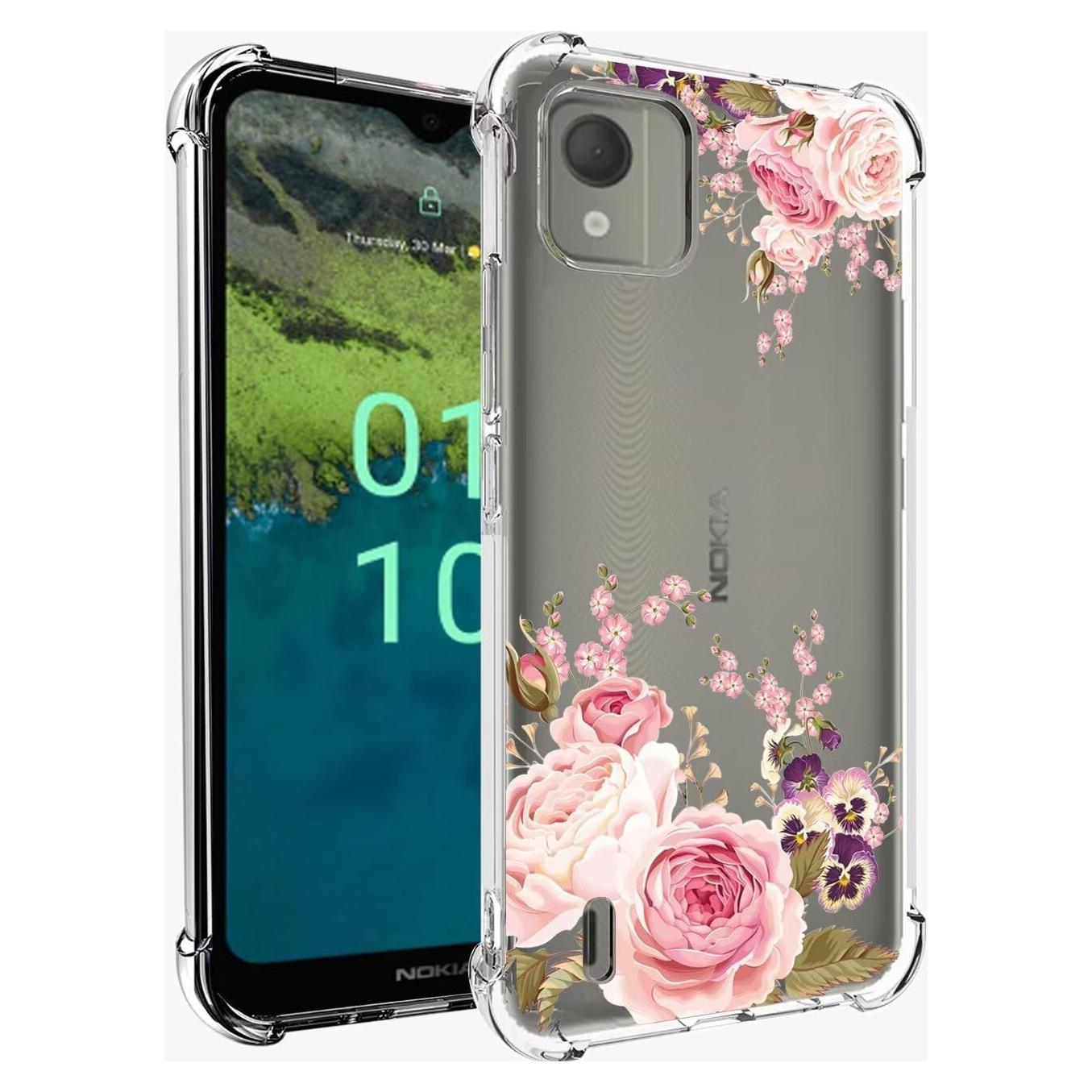Funda TPU Transparente para Nokia C110 - Flor de Rosa