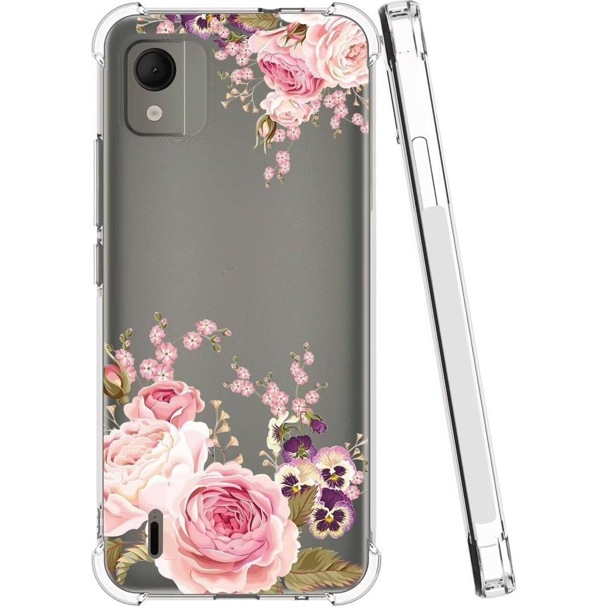 Funda TPU Transparente para Nokia C110 - Flor de Rosa