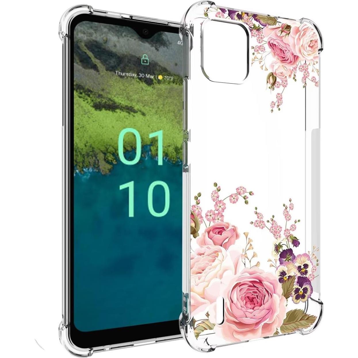 Funda TPU Transparente para Nokia C110 - Flor de Rosa