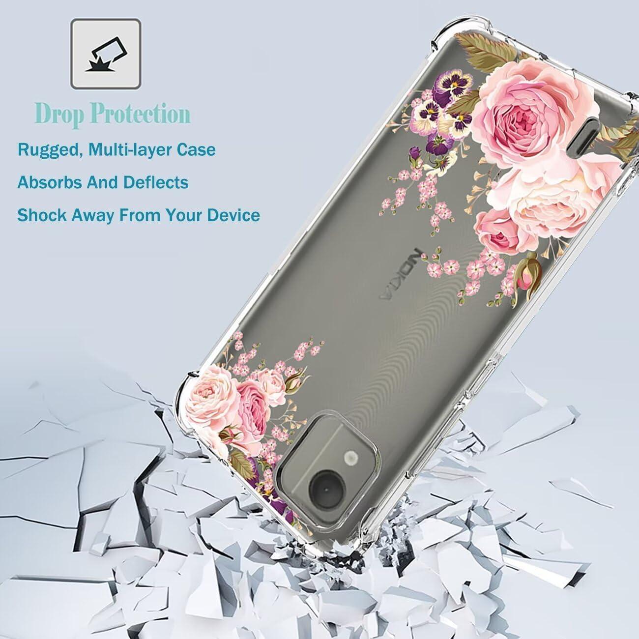 Funda TPU Transparente para Nokia C110 - Flor de Rosa