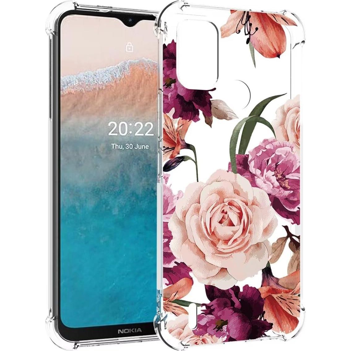 Funda protectora TPU para Nokia C21 Plus - Flor Púrpura