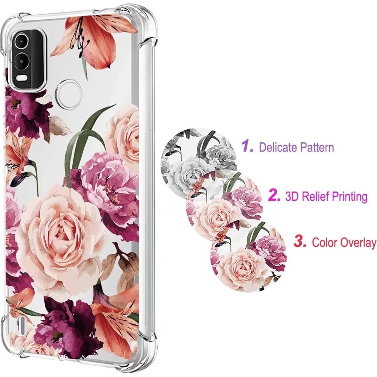 Funda protectora TPU para Nokia C21 Plus - Flor Púrpura