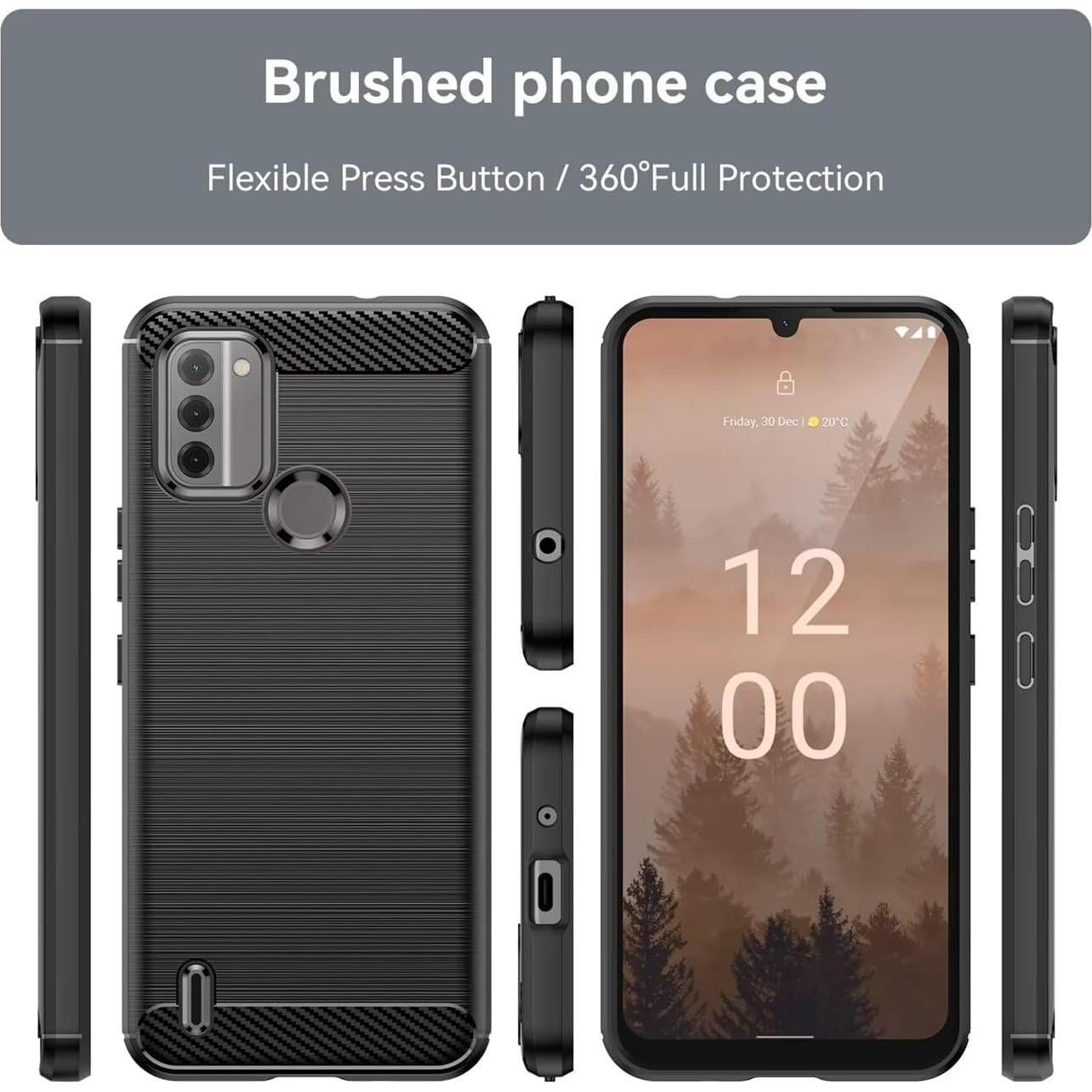 Funda TPU Fibra de Carbono Gufuwo para Nokia C31 Negra