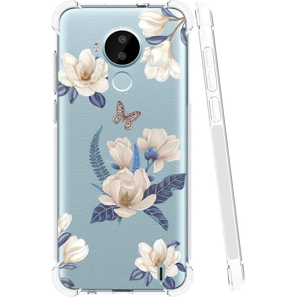 Funda protectora TPU para Nokia C30 - Flor blanca - Delgado